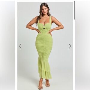 Lime Green Ruched Dress